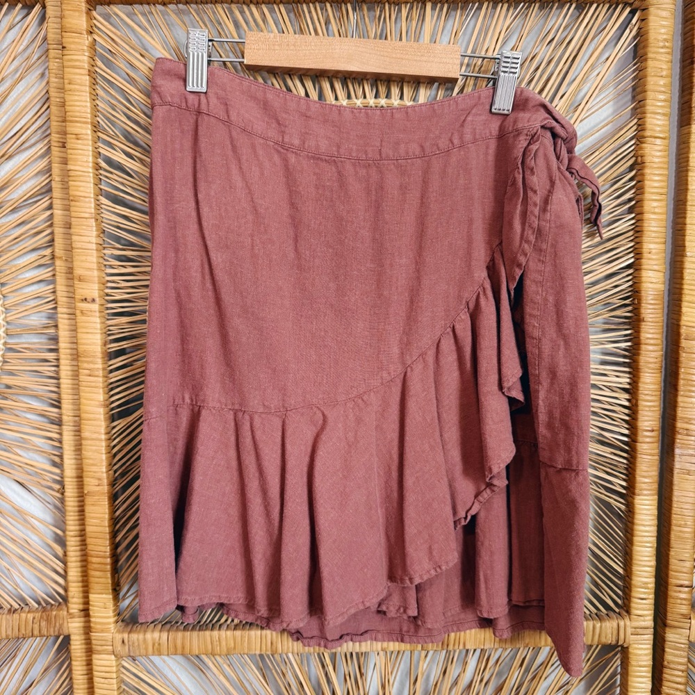 Free People Rusty Mauve Wrap Mini Skirt
